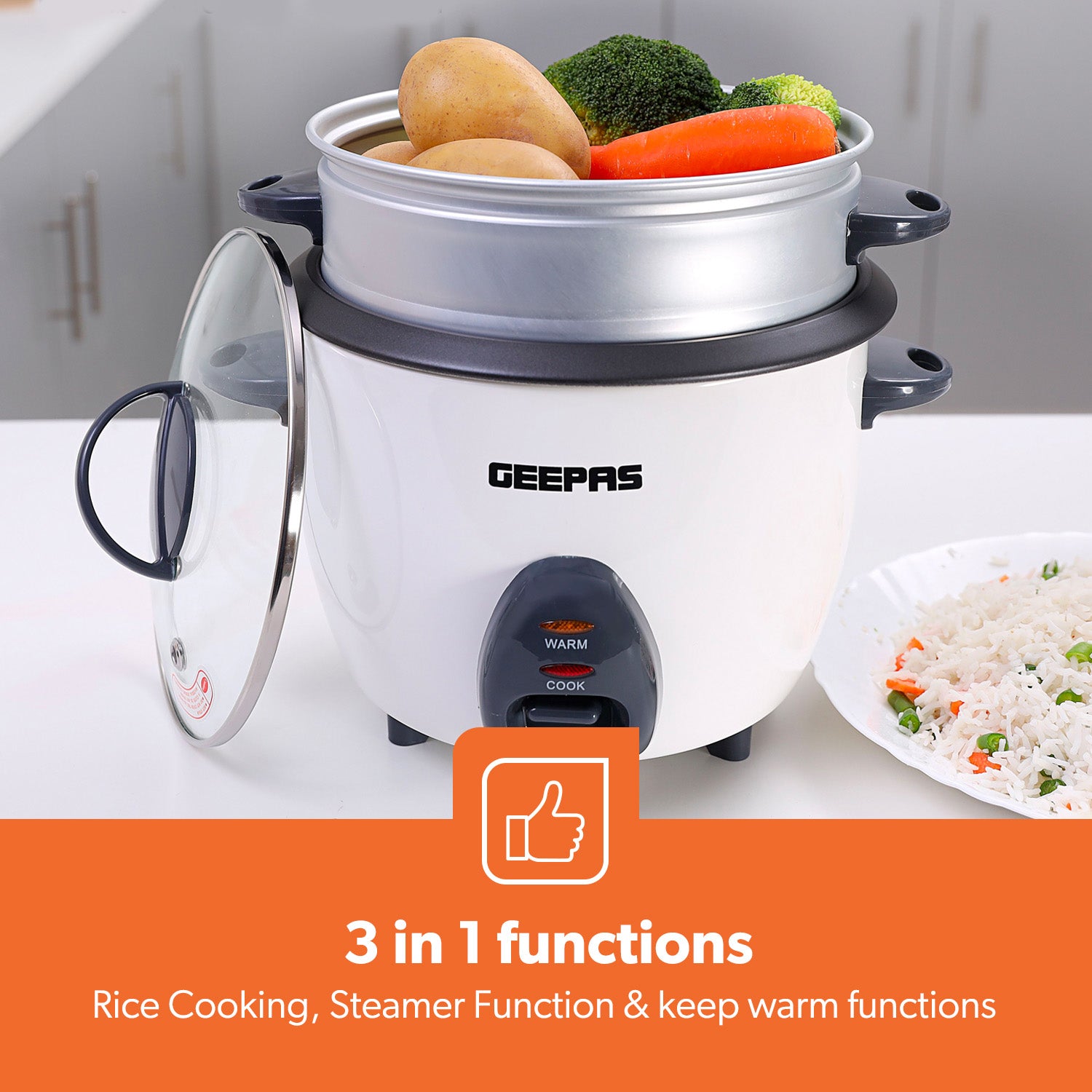 450W Rice Cooker & Steamer Keep Warm Function 1L