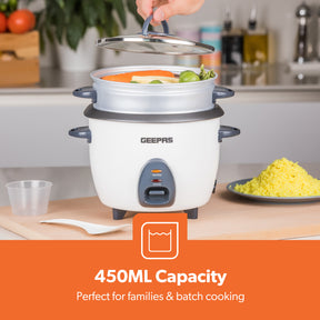 450W Rice Cooker & Steamer Keep Warm Function 1L