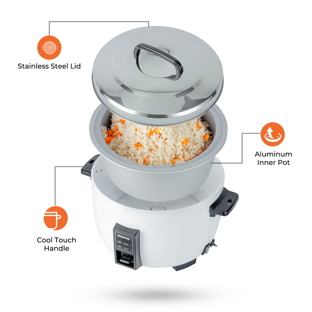 4.2L Stainless Steel Commercial Rice Cooker and Steamer | Geepas