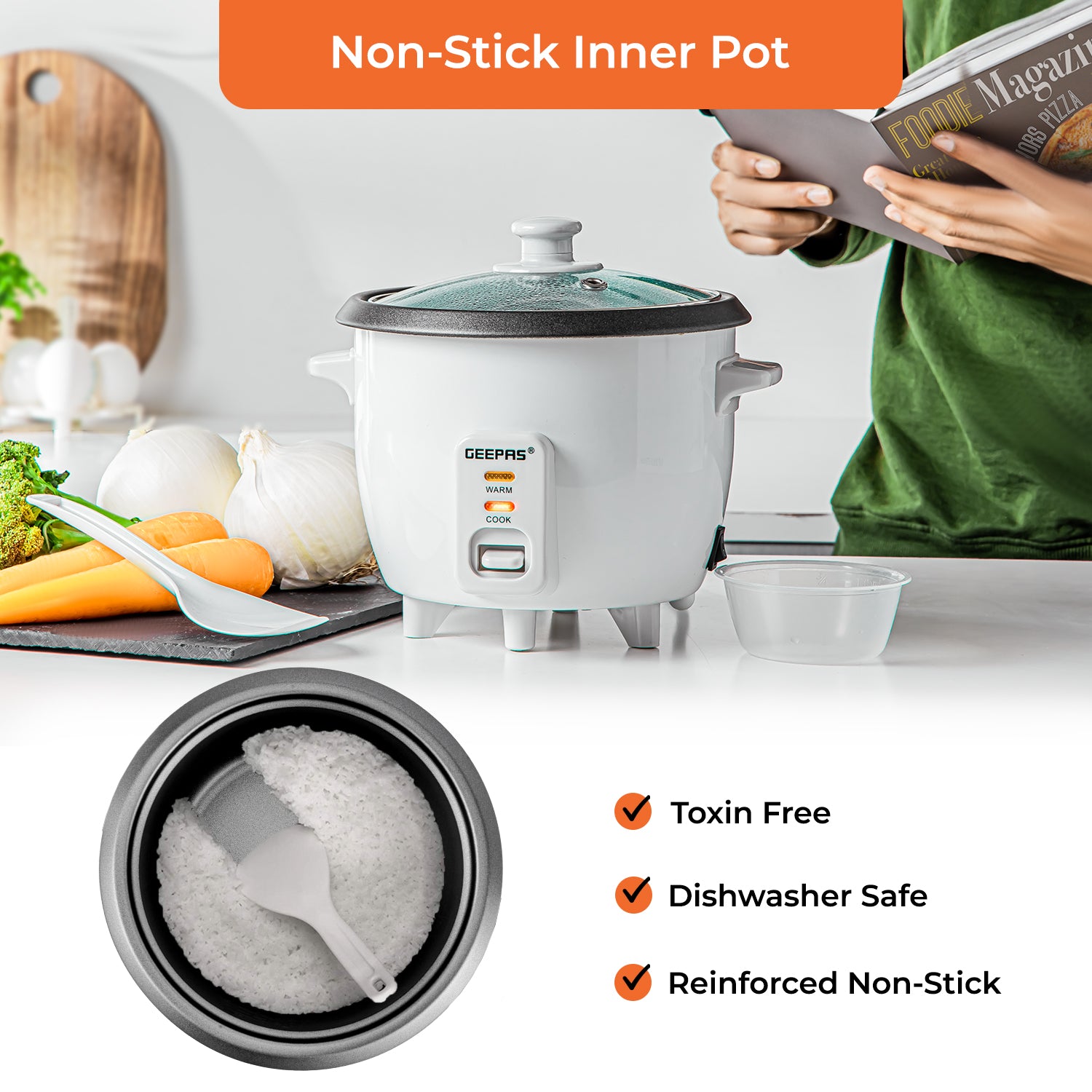 0.6L White Non-Stick Automatic Electric Rice Cooker