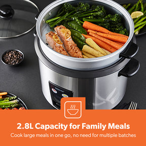 2.8L Rice Cooker Steamer with Keep Warm Function Automatic Cooking 1000W