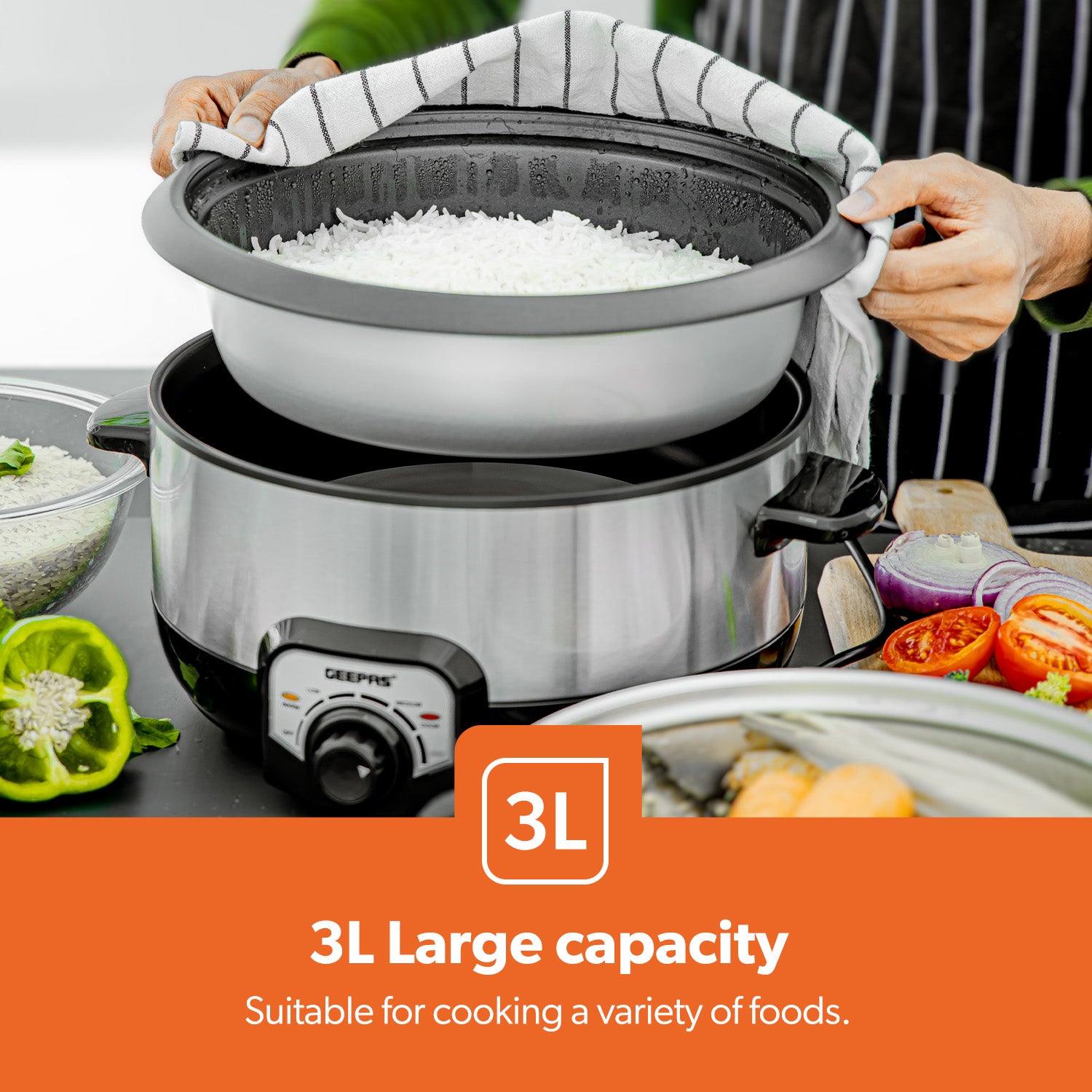 7-In-1 3L Smart Multi Cooker, Slow Cooker and Steamer