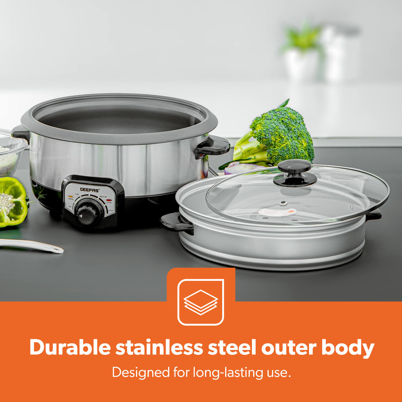 7-In-1 Energy Smart Multi-Cooker and Slow Cooker Pot | Geepas UK