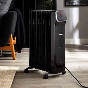 2000W Black 9-Fin Digital Electric Oil-Filled Radiator Heater