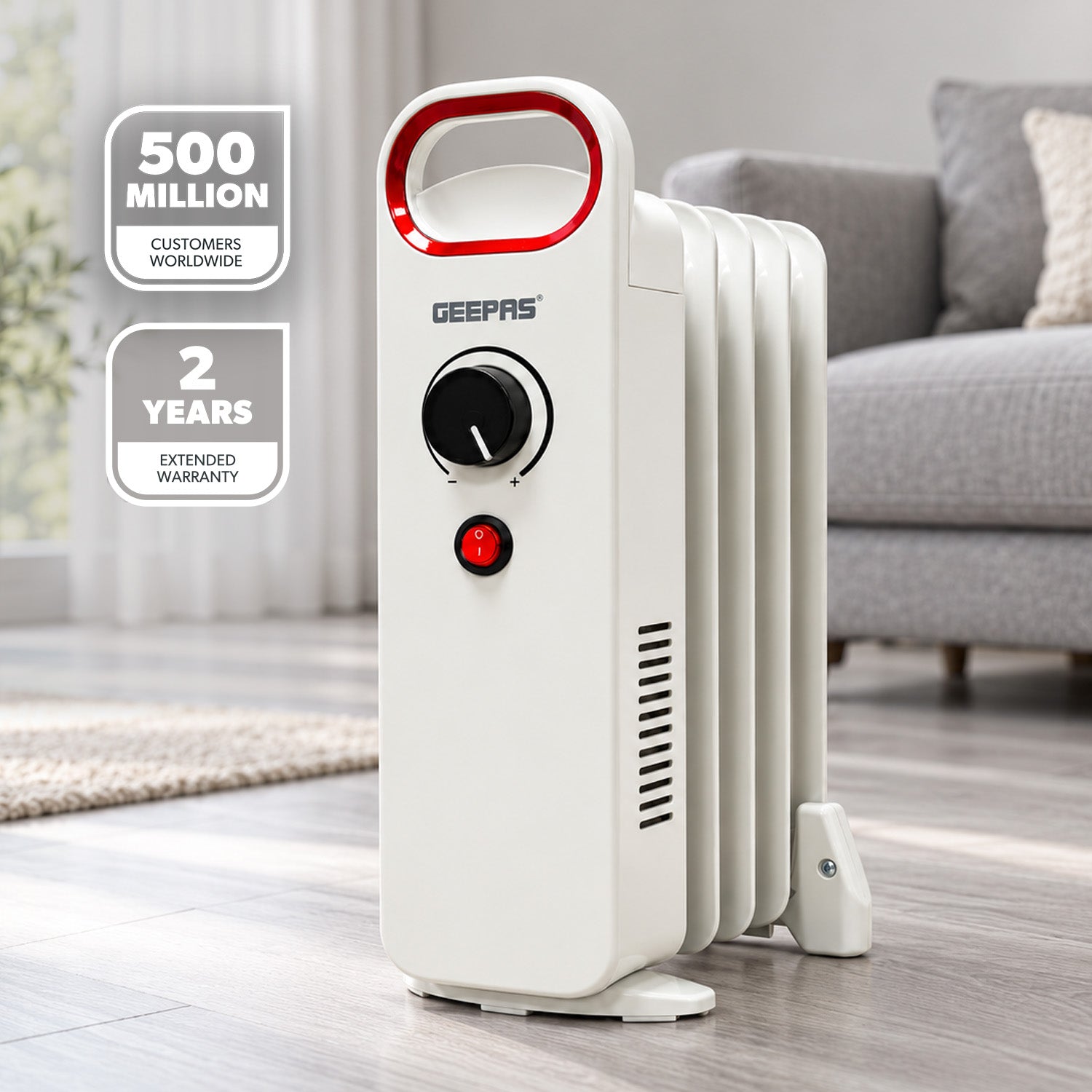 5-Fin White Oil-Filled Radiator 450W Electric Heater