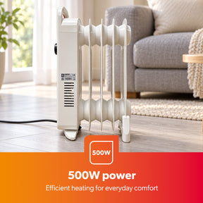 5-Fin White Oil-Filled Radiator 450W Electric Heater