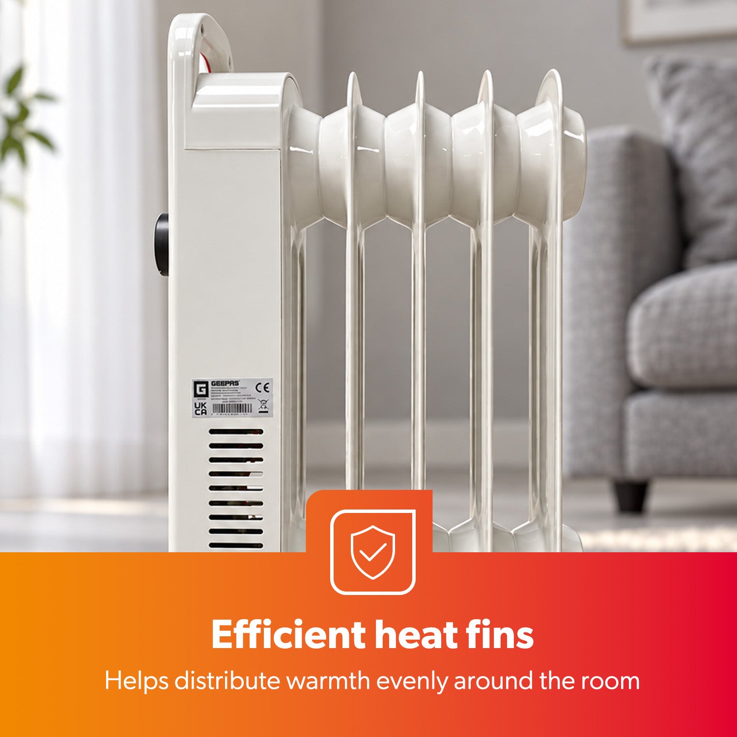 5-Fin White Oil-Filled Radiator 450W Electric Heater