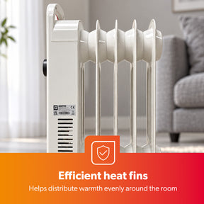 5-Fin White Oil-Filled Radiator 450W Electric Heater