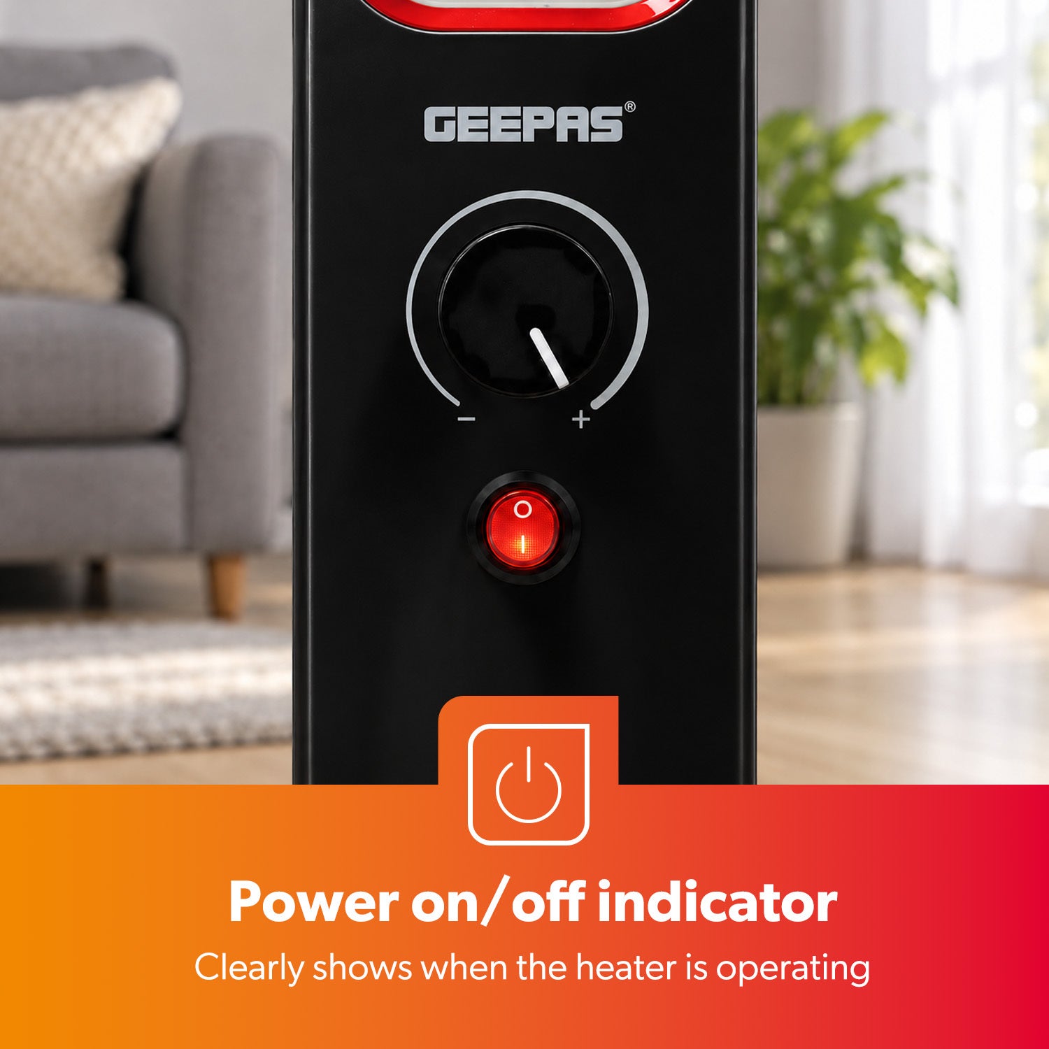 5-Fin Black Mini Oil Filled Radiator Electric Heater 450W