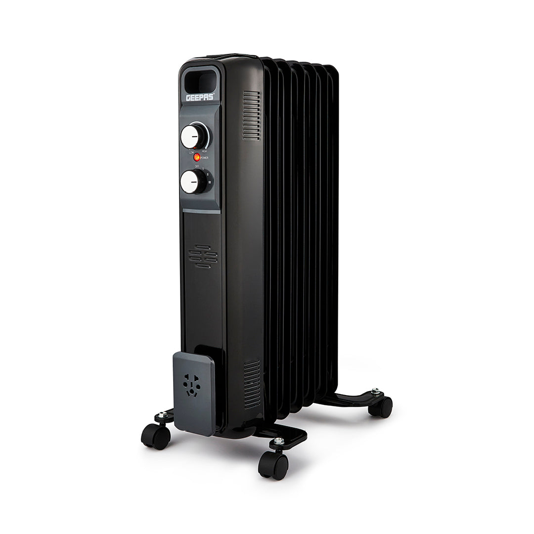 7-Fin Black Oil Filled Electric Portable Radiator Heater