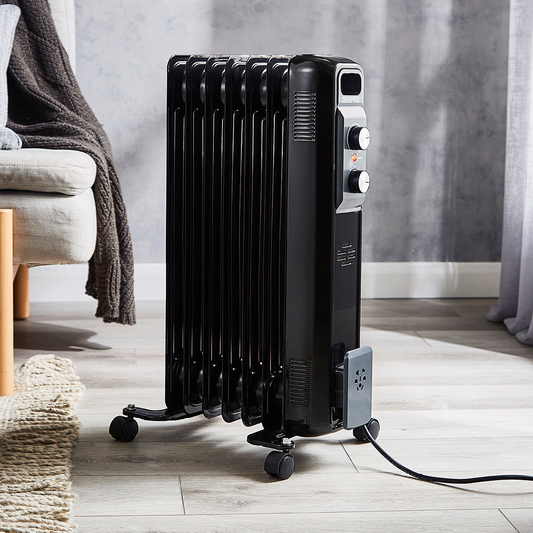 7-Fin Black Oil Filled Electric Portable Radiator Heater