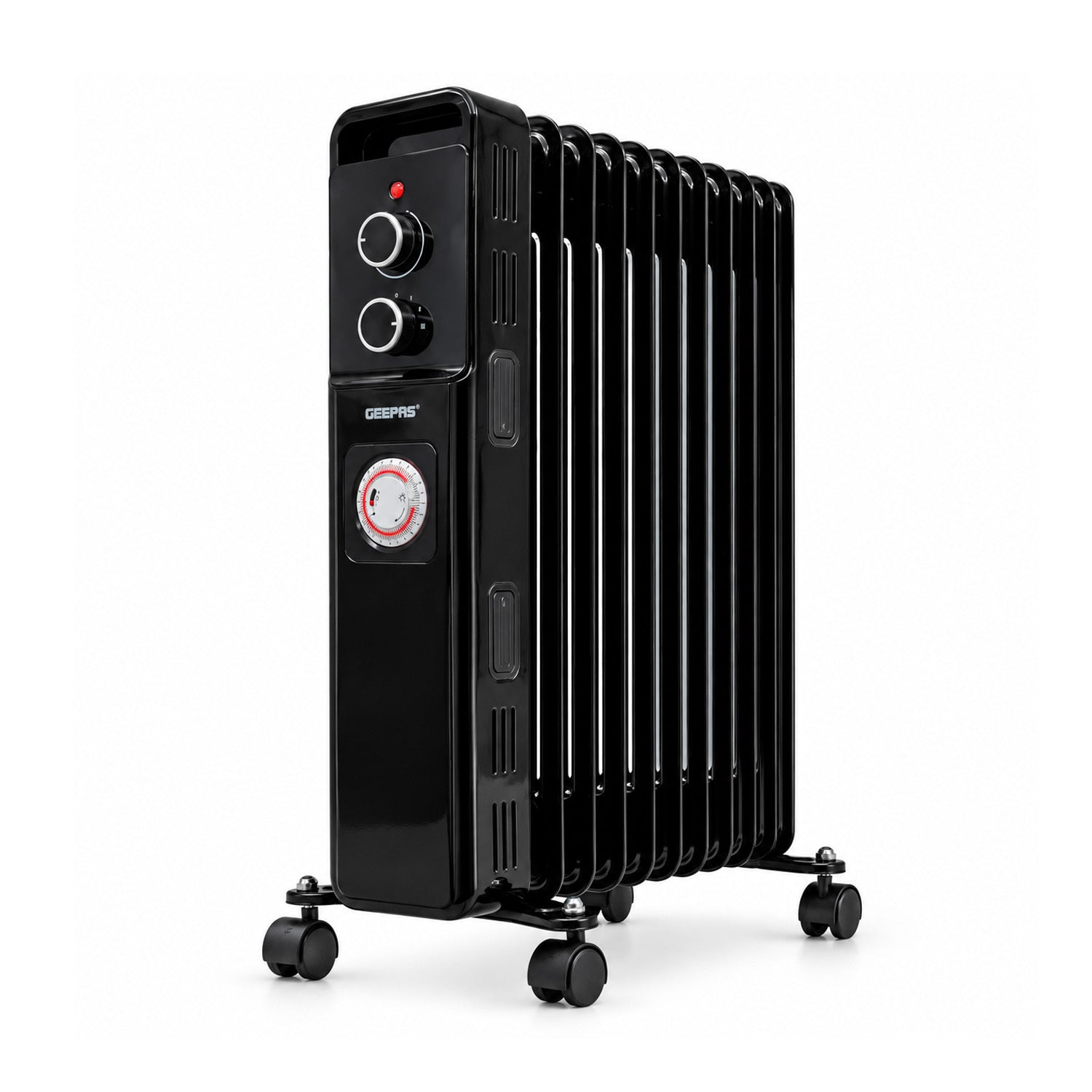 11 Fin Black Oil Filled Radiator Heater 2500W With Thermostat