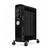 11 Fin Black Oil Filled Radiator Heater 2500W With Thermostat