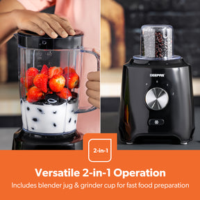 2-In-1 Black Portable Stand Blender and Coffee Grinder