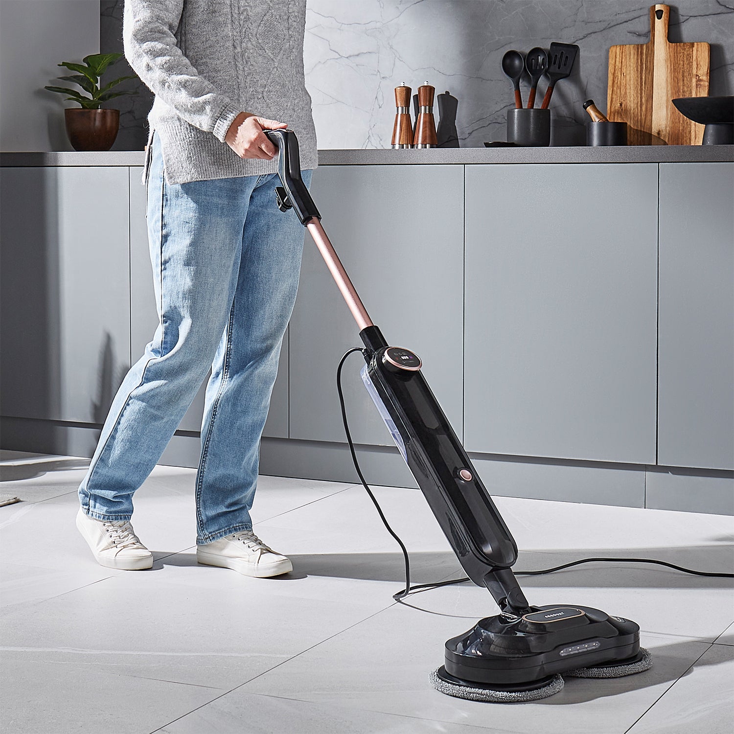 Dual Digital Electric Steam Mop Cleaner With 2 Adjustable Modes