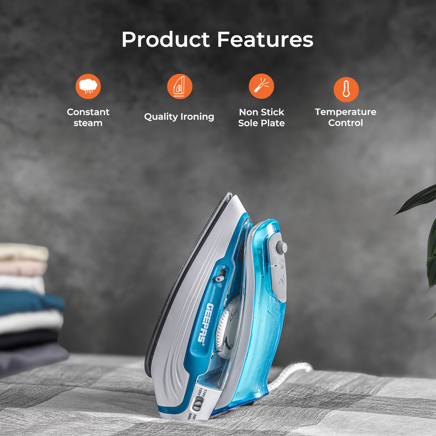 2-In-1 Portable Wet and Dry Travel Iron With Foldable Handle