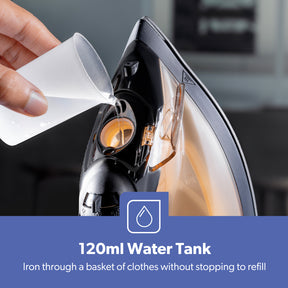 Black & Gold 1800W Non-Stick Steam Iron With Adjustable Temperature