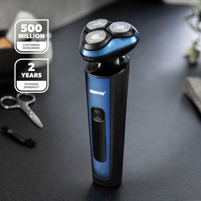 Blue Wet & Dry Rotary Shaver With 3 Shaving Heads