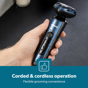 Blue Wet & Dry Rotary Shaver With 3 Shaving Heads