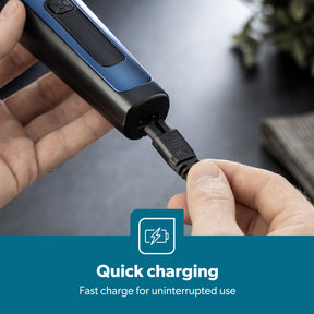 Blue Wet & Dry Rotary Shaver With 3 Shaving Heads