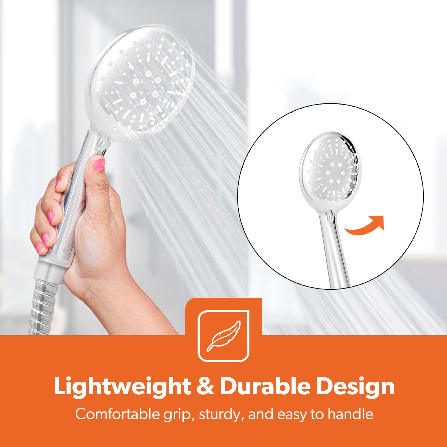 High Pressure Lightweight Chrome Handheld Shower Head