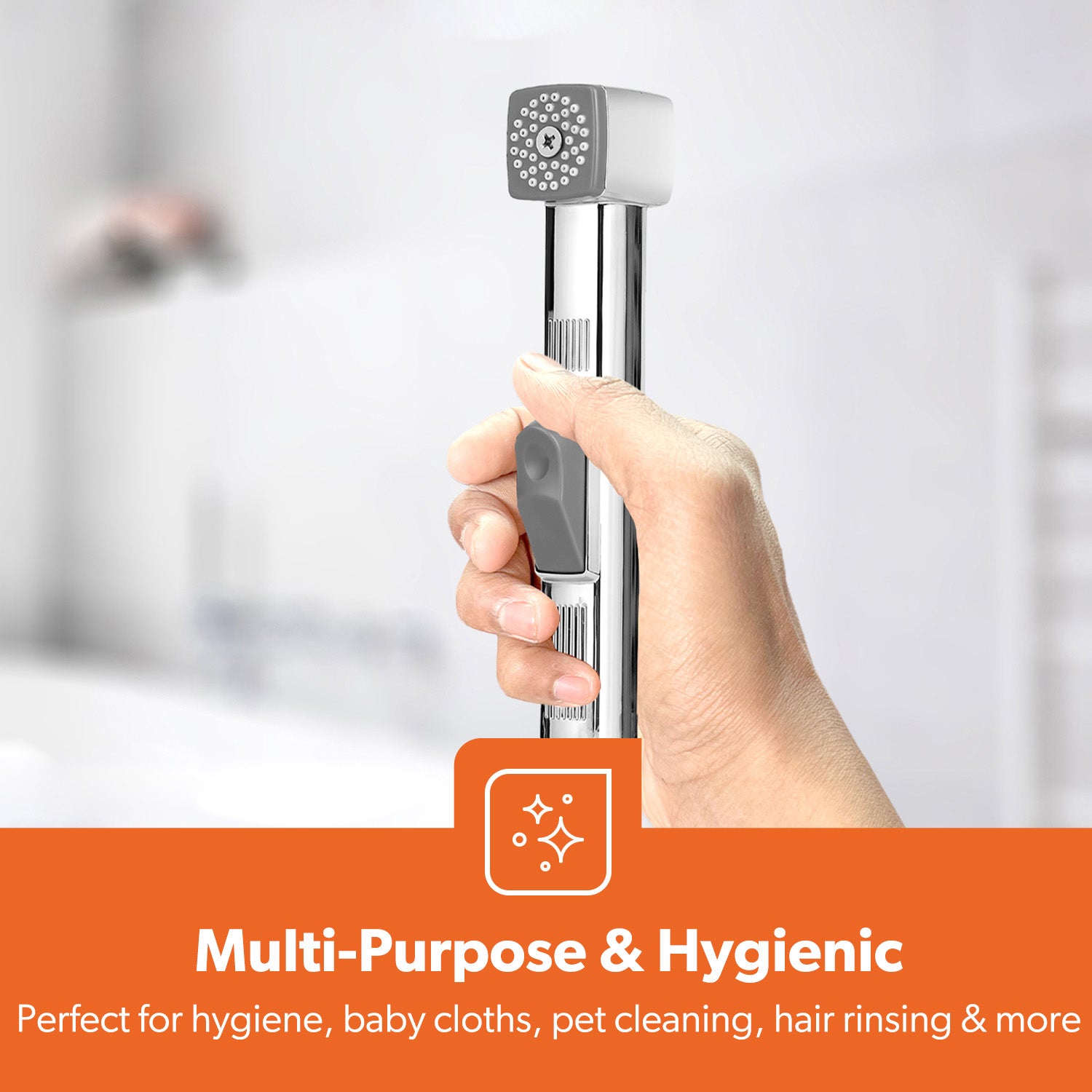 Chrome CUBE Handheld Bidet Toilet Sprayer and Shattaf