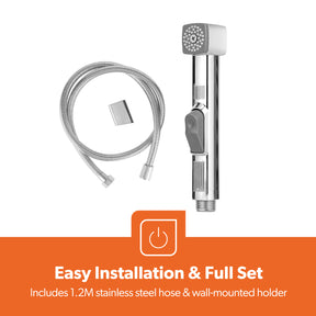 Chrome CUBE Handheld Bidet Toilet Sprayer and Shattaf