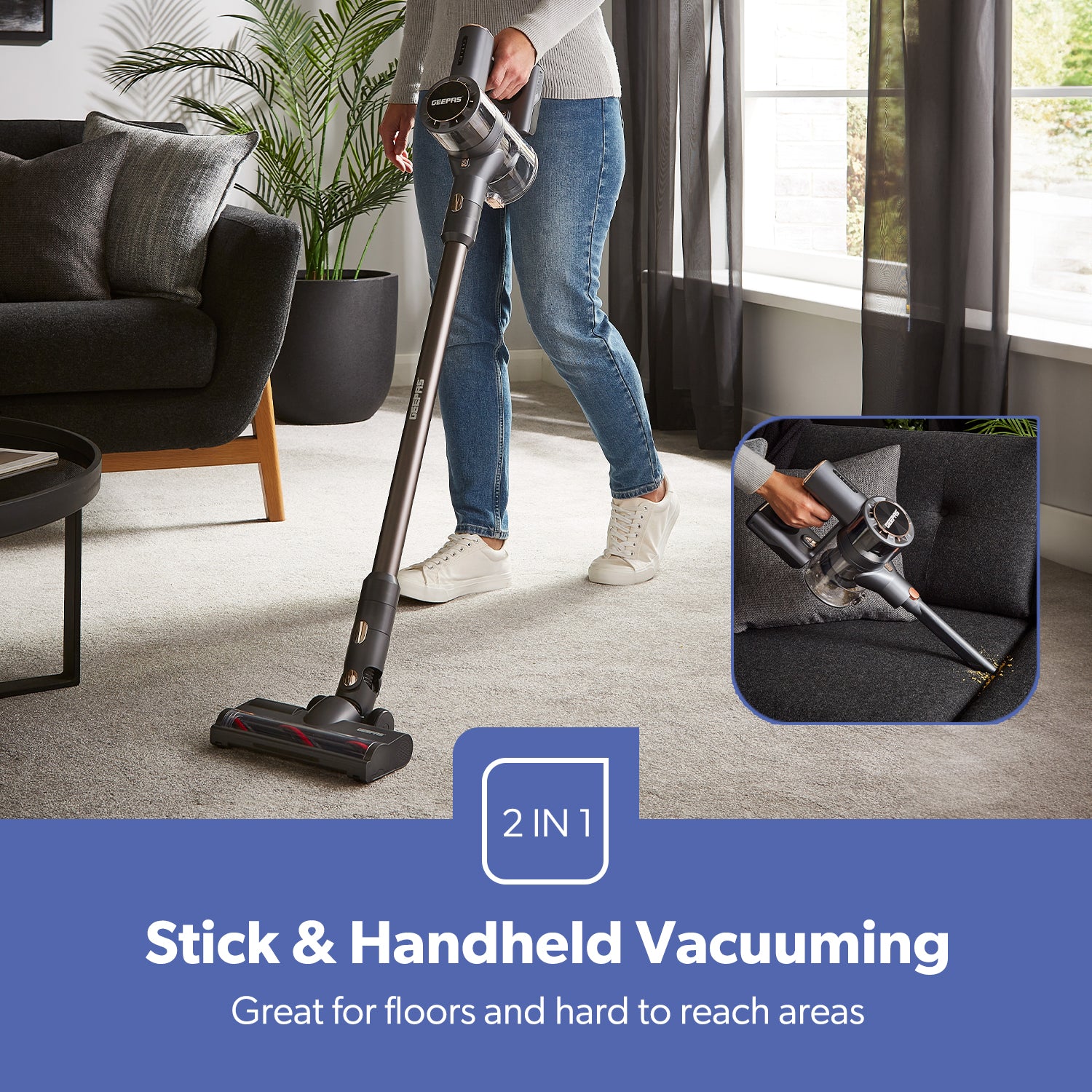 3-In-1 Cordless Smart Motorised Brush Stick Vacuum Cleaner