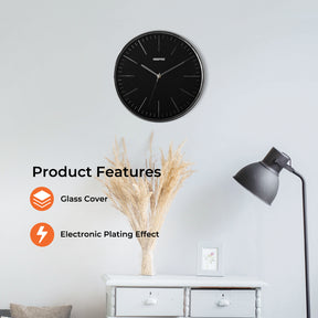 3D Numbers Black Wall Clock with Glass Cover