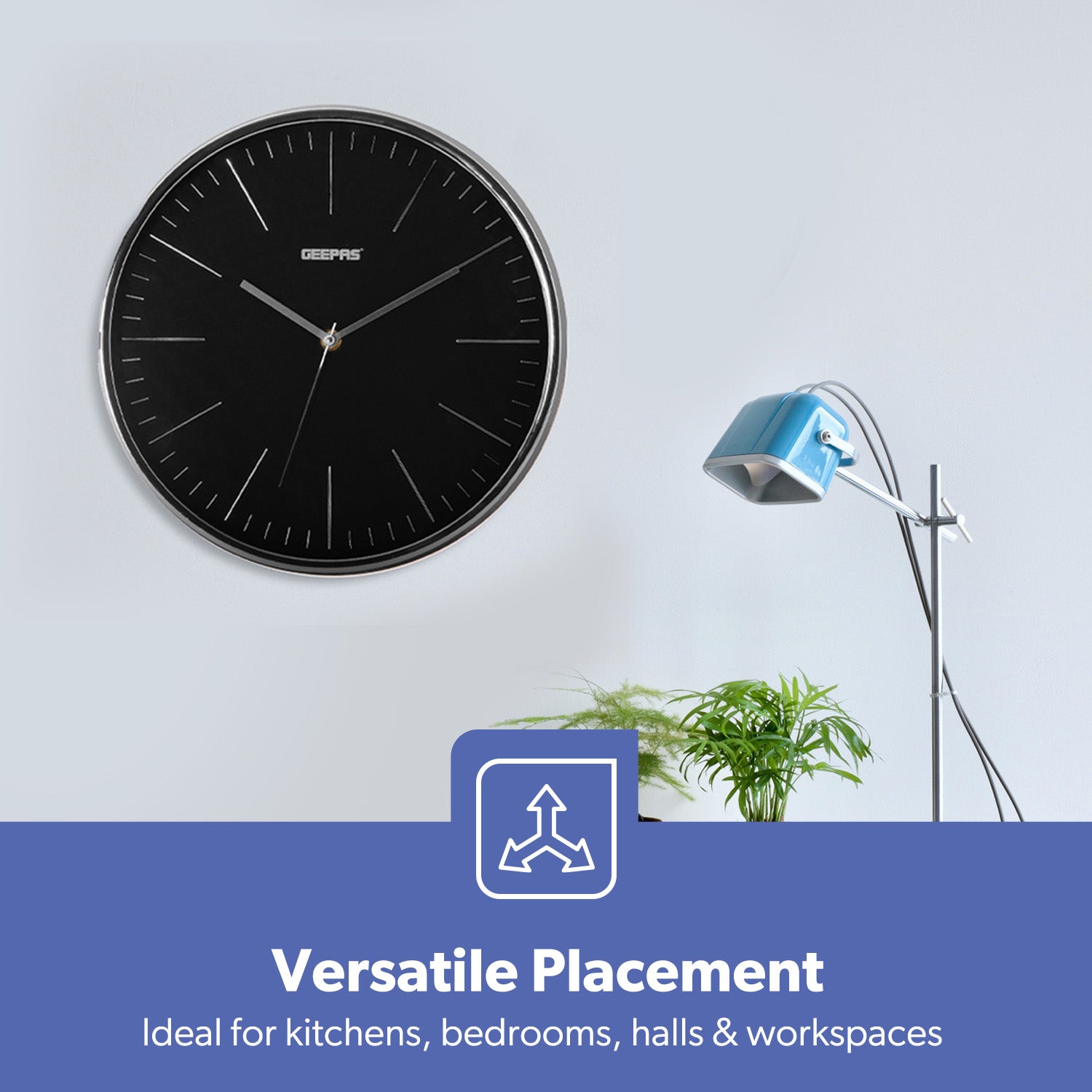 3D Numbers Black Wall Clock with Glass Cover