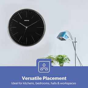 3D Numbers Black Wall Clock with Glass Cover