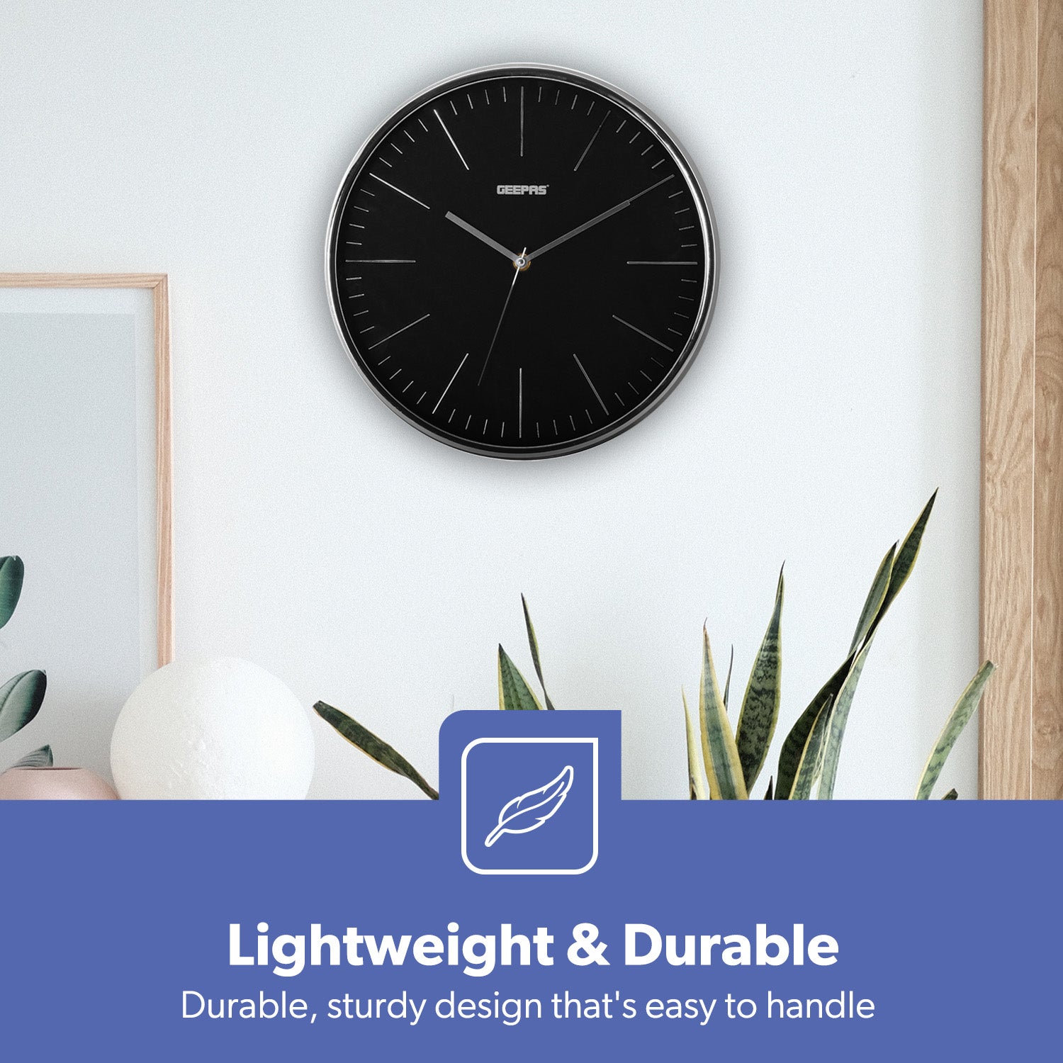 3D Numbers Black Wall Clock with Glass Cover