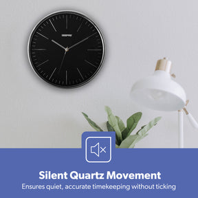3D Numbers Black Wall Clock with Glass Cover
