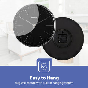 3D Numbers Black Wall Clock with Glass Cover