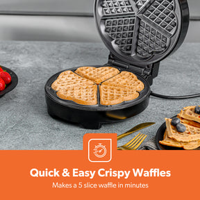 5-Slice Heart Shaped Non-Stick Belgian Waffle Maker