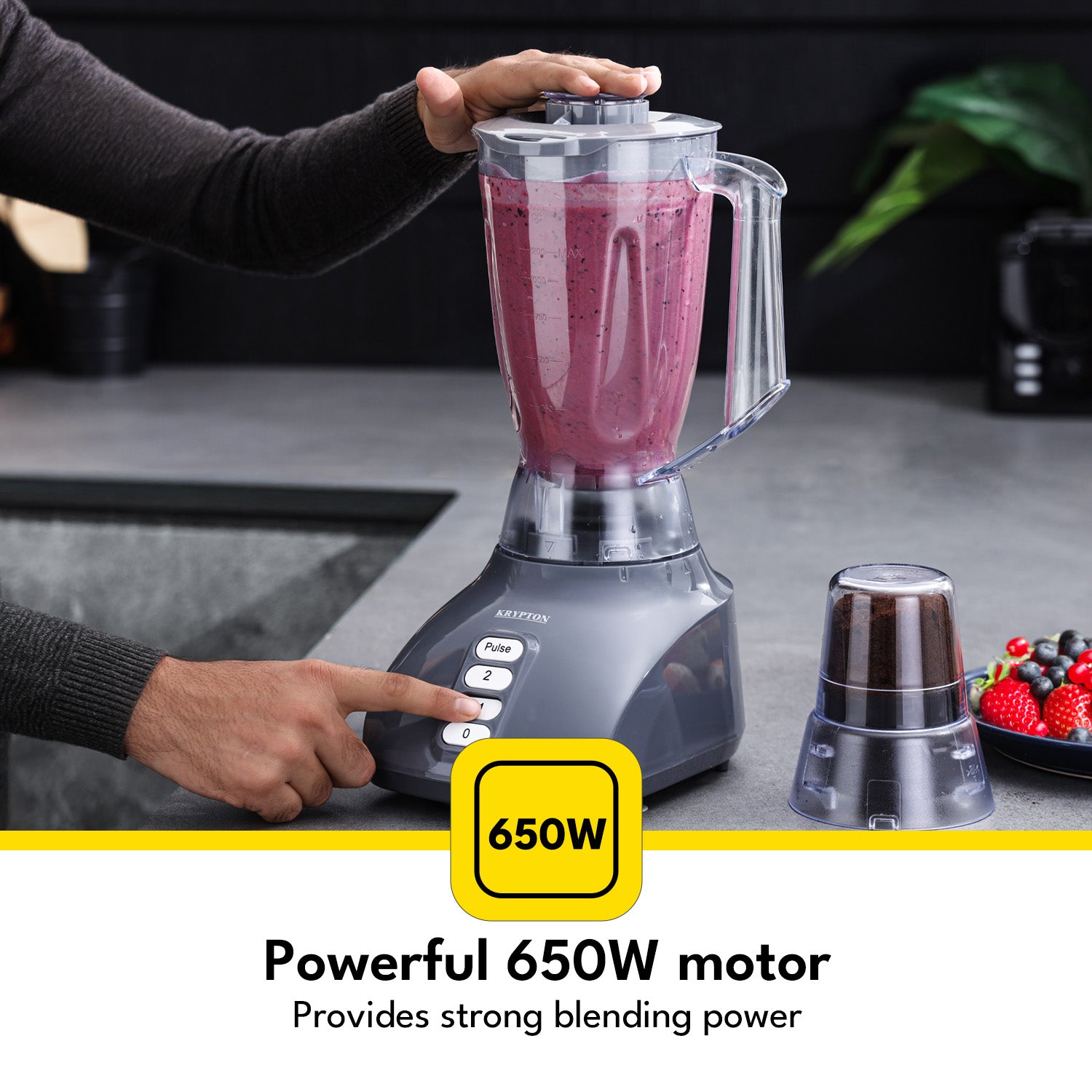 1.6L Food Jug Blender & Smoothie Maker With Spice Grinder 650W