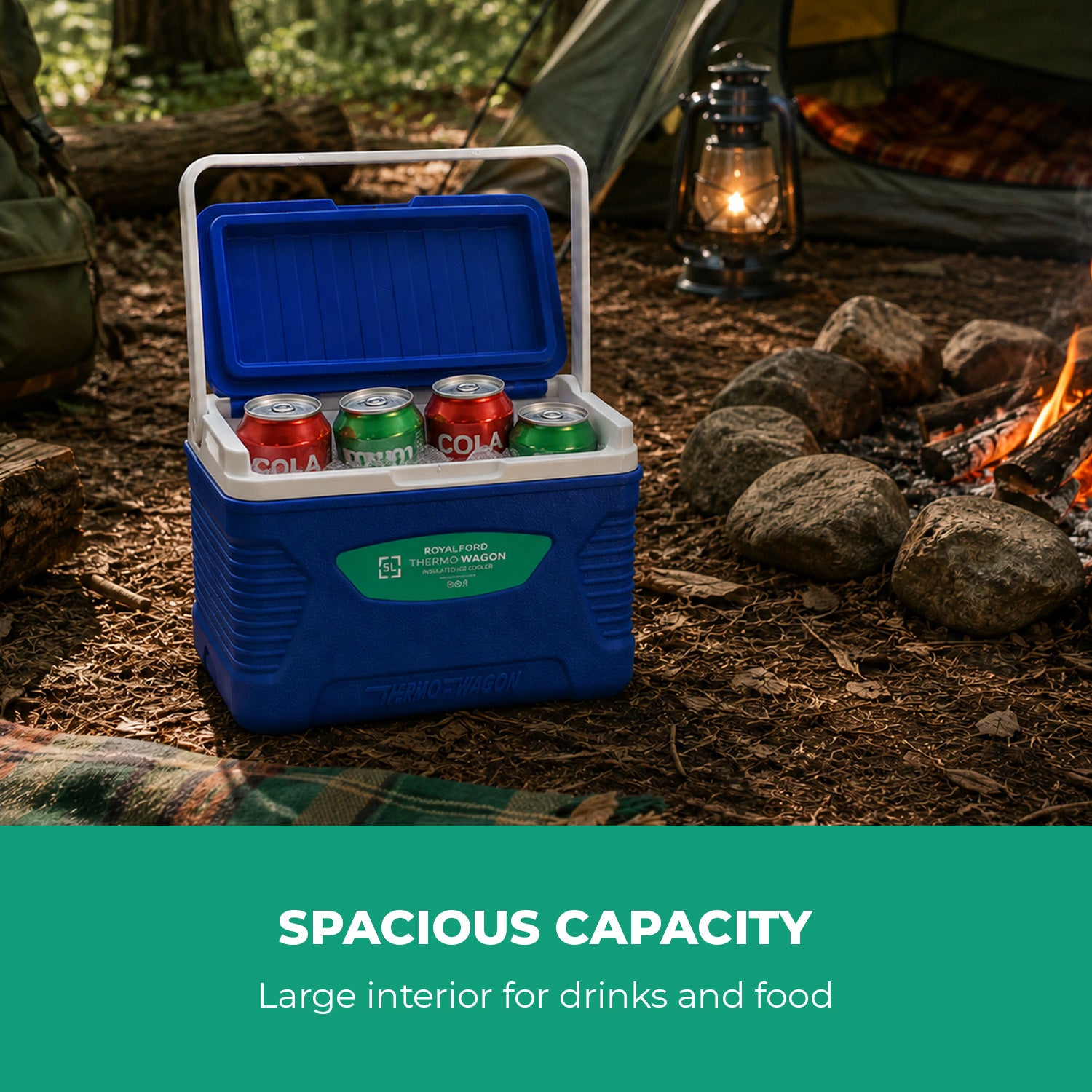 5L Insulated Ice Cooler Box - Blue - Portable, Lightweight