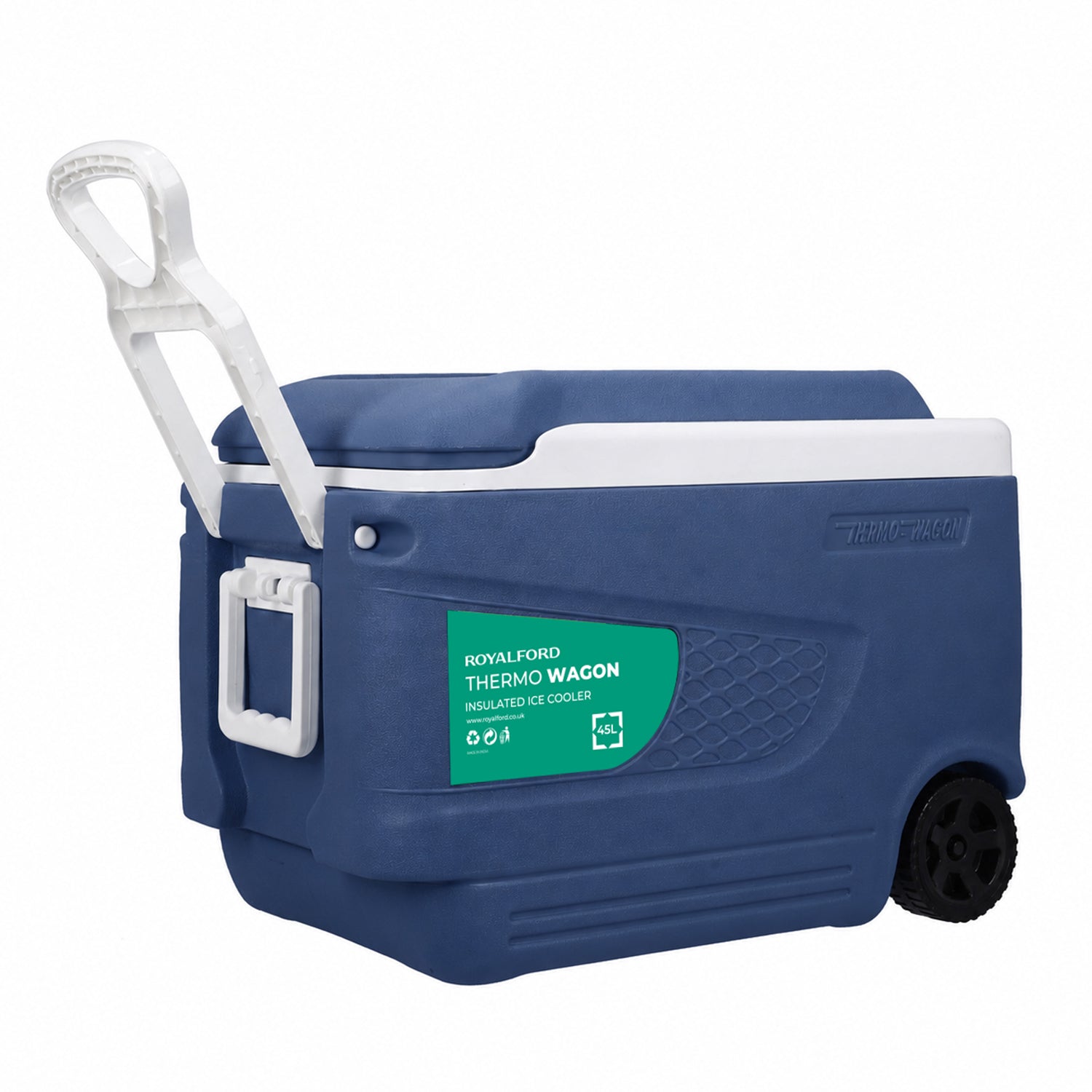 45L Large Blue Insulated Ice Cooler Chest With Wheels