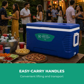 50L Insulated Ice Cooler Box With Handles and Cup Holder
