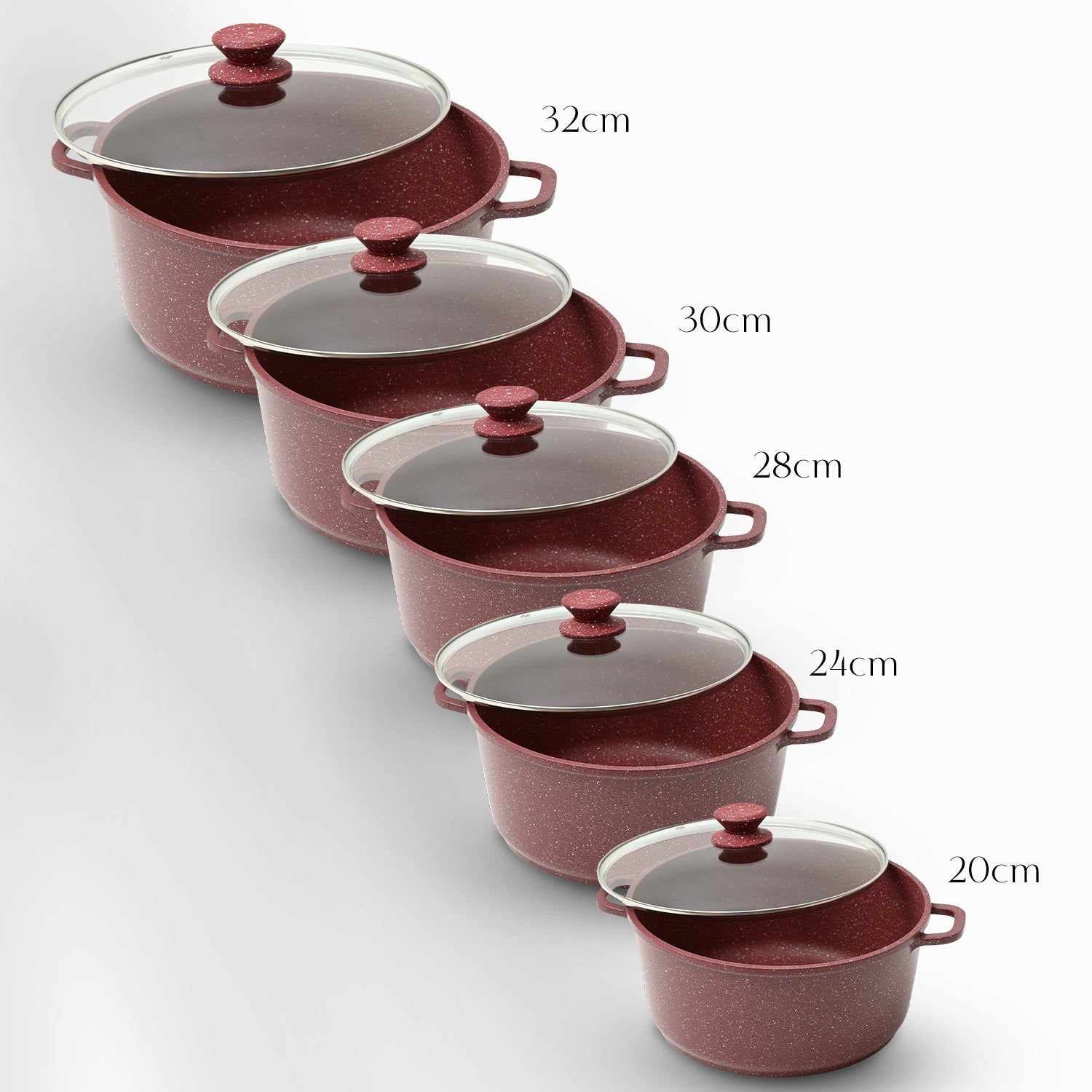 5-Piece Red Die-Cast Aluminium Cookware Set