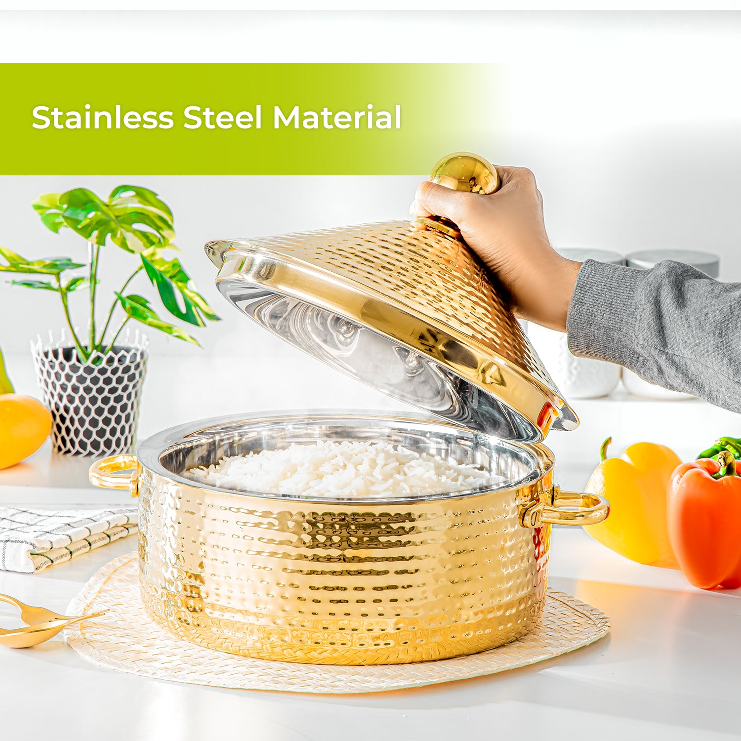 3L Stainless Steel Gold Monarch Cornetto Serving Dish