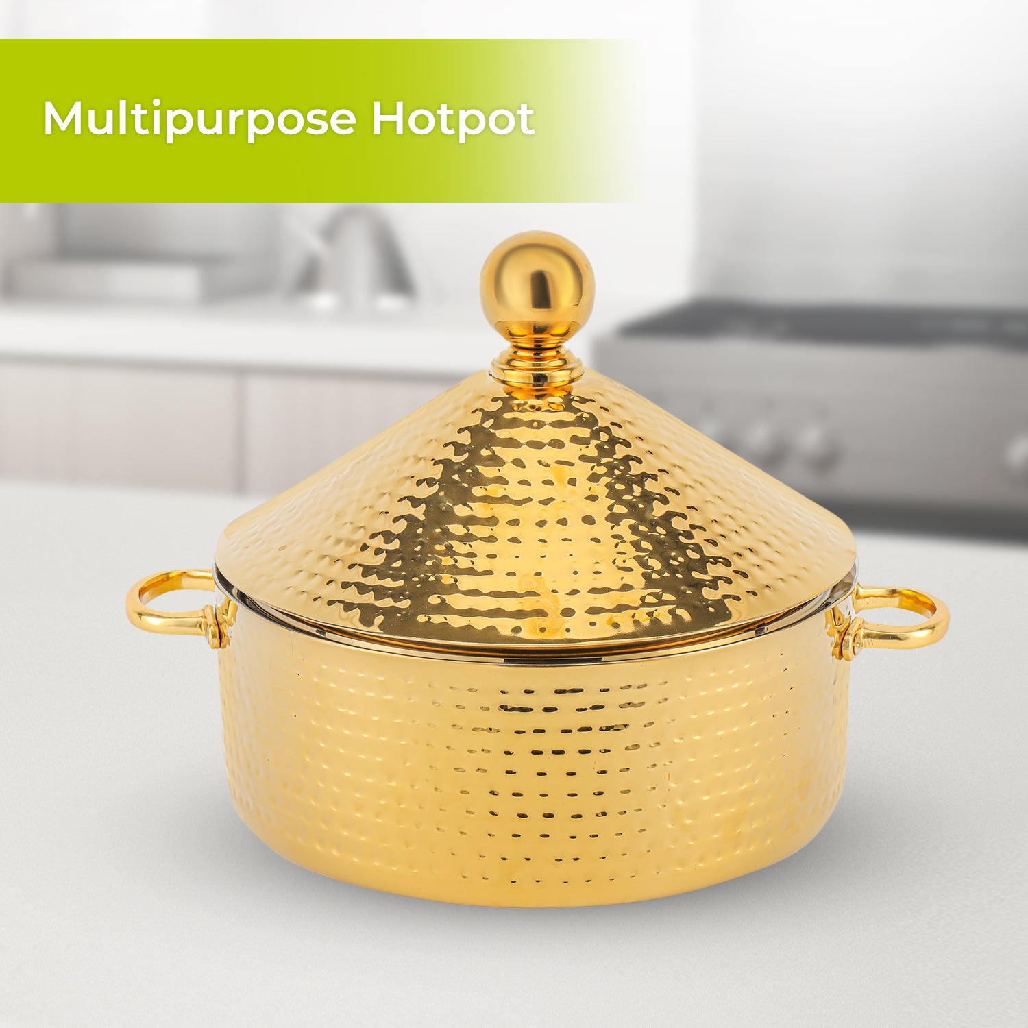 4L Stainless Steel Gold Cornetto Monarch Serving Dish