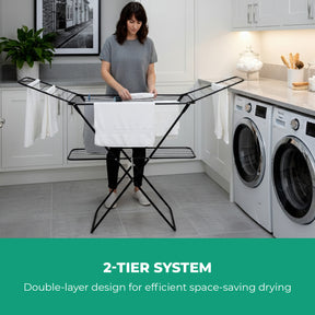 Expandable Metal Clothes Dryer With Bottom Shelf