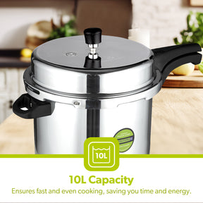 10L Lightweight Aluminium Stovetop Pressure Cooker