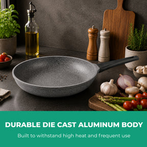 24cm Grey Die-Cast Aluminium Skillet with Durable Coating