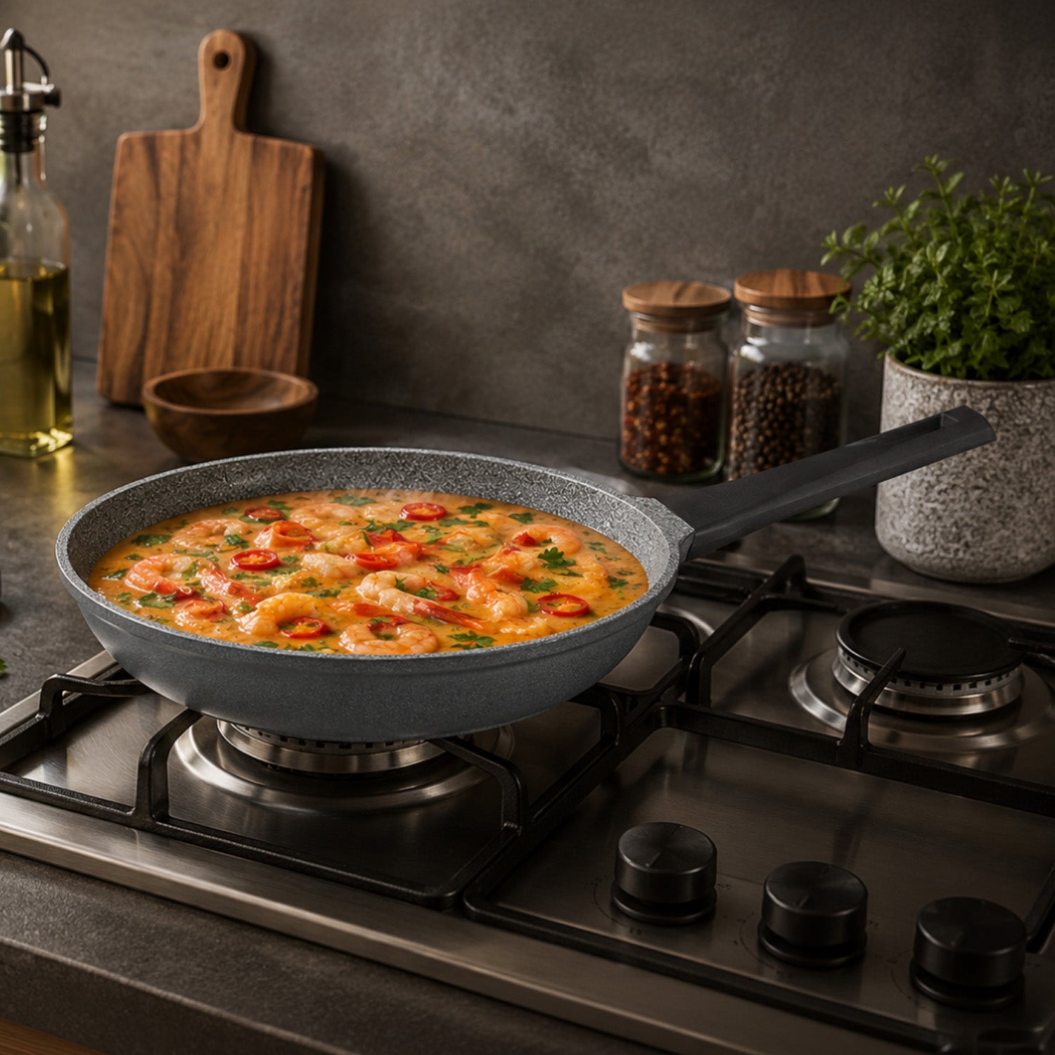 24cm Grey Die-Cast Aluminium Skillet with Durable Coating