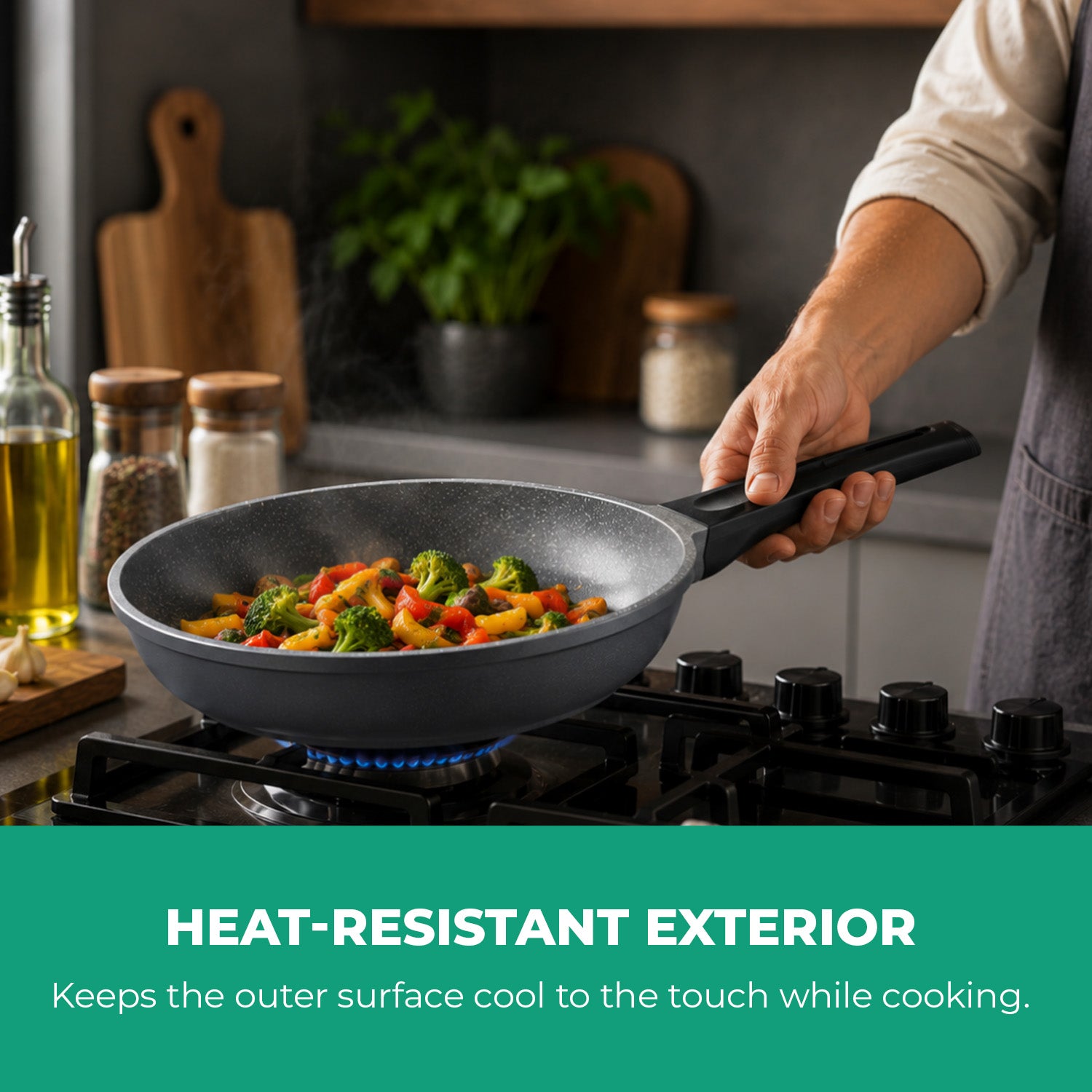 Frying Pan Marble Non-Stick Saute Pan Induction Bottom 26CM