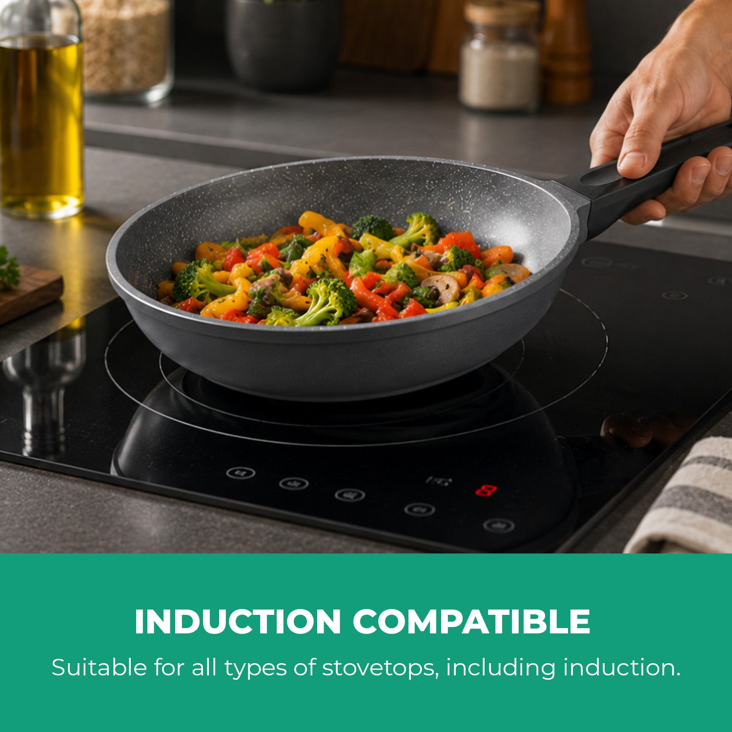 24cm Grey Die-Cast Aluminium Skillet with Durable Coating