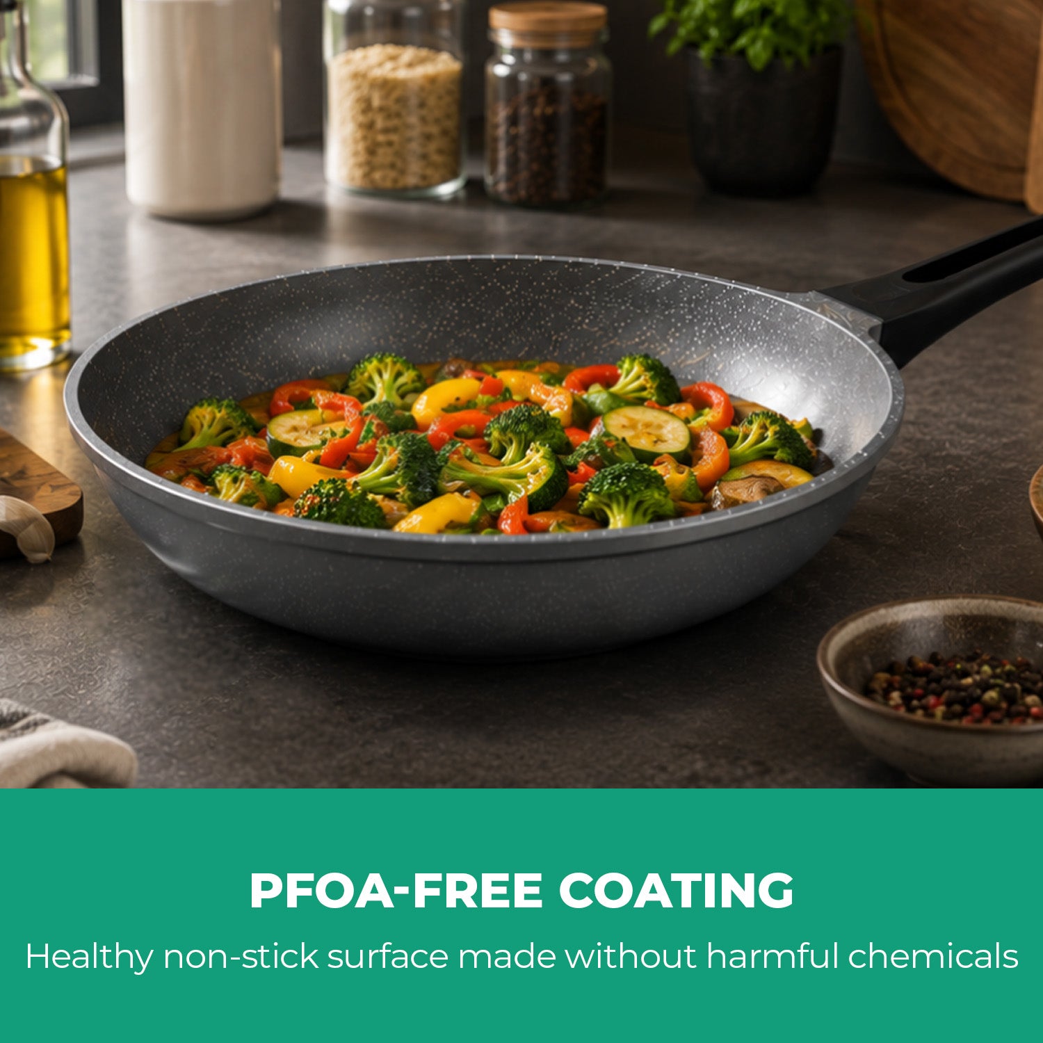 24cm Grey Die-Cast Aluminium Skillet with Durable Coating