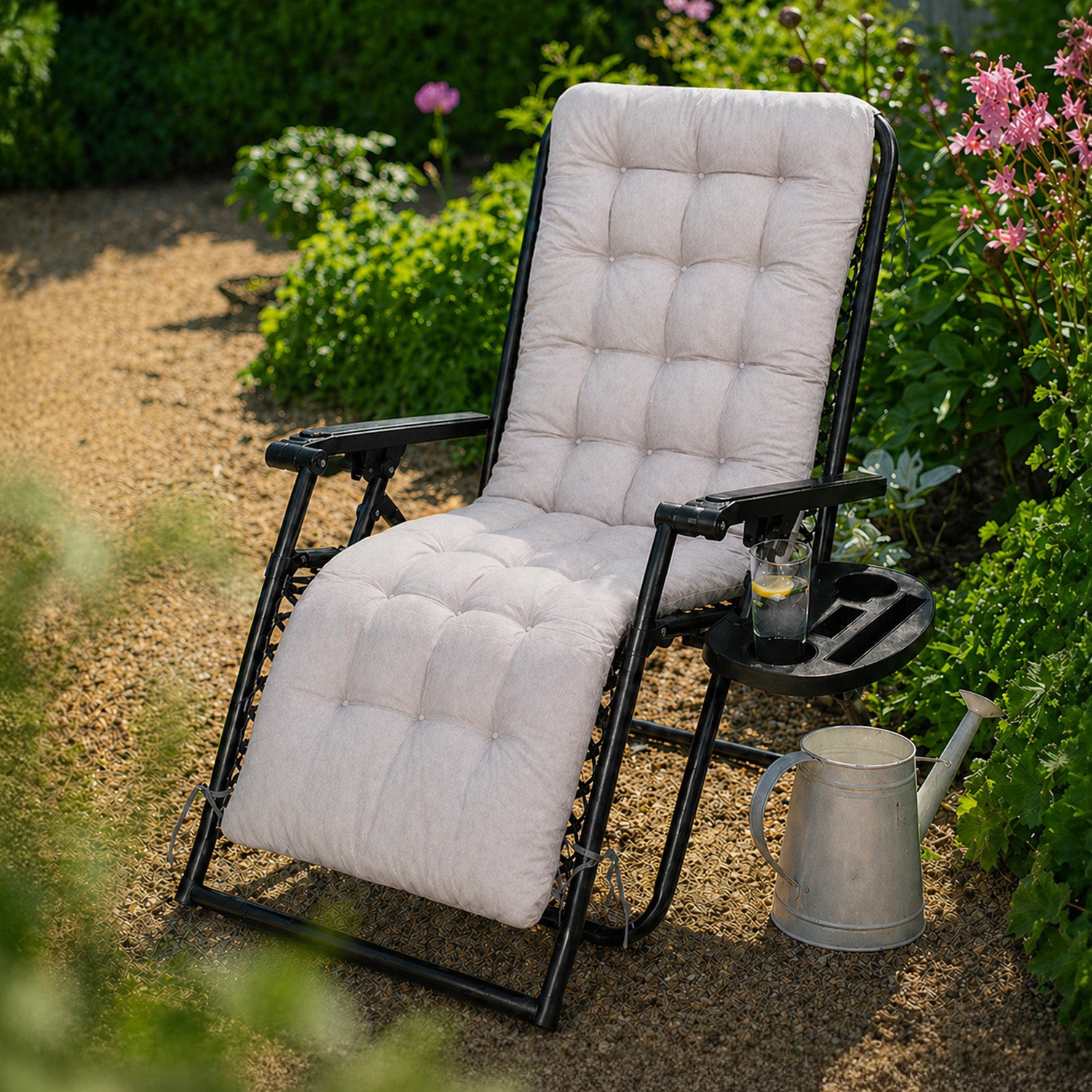 Grey Sun lounger Outdoor Recliner Chair Cushion 160cmx50cm